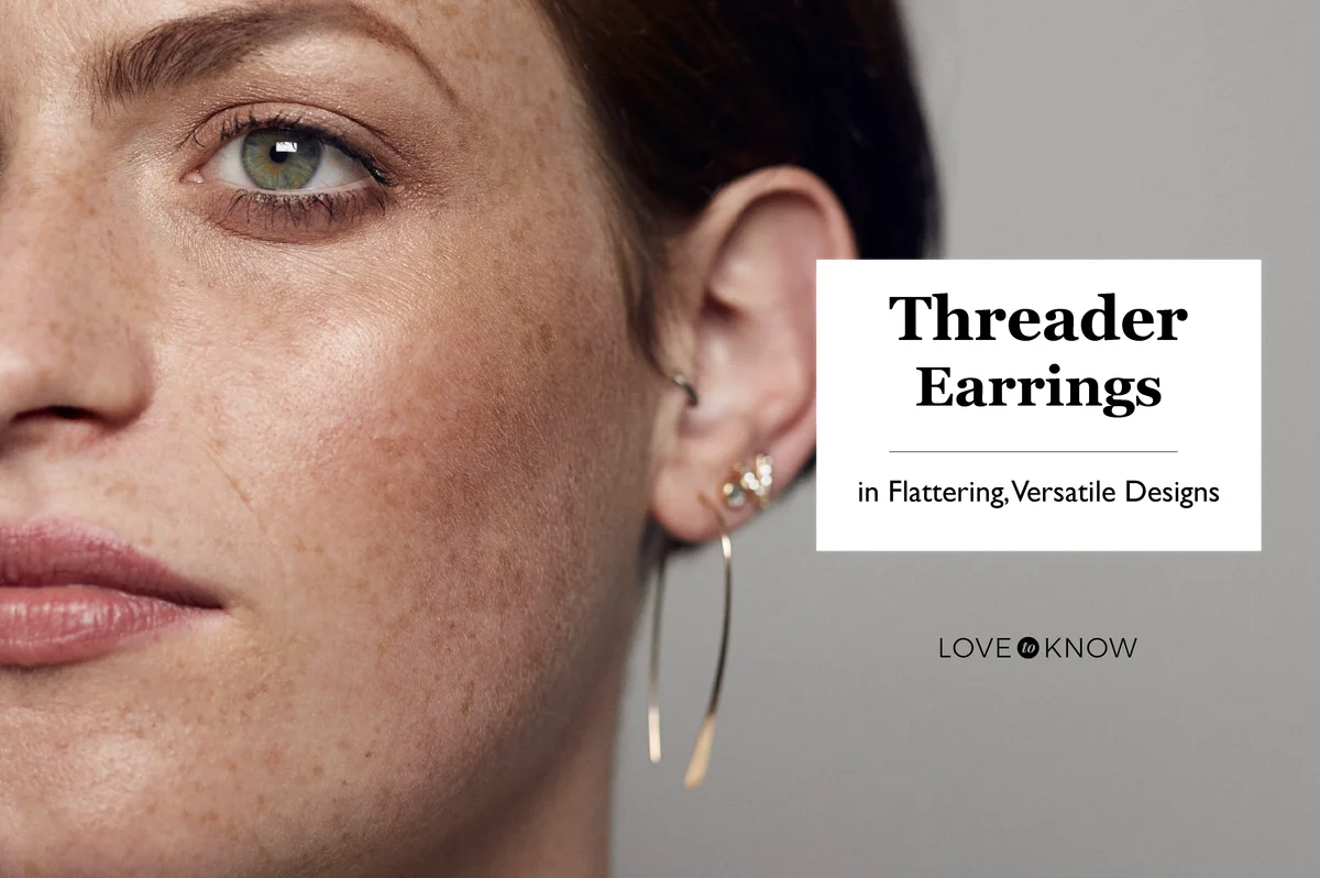 Young woman wearing threader earrings