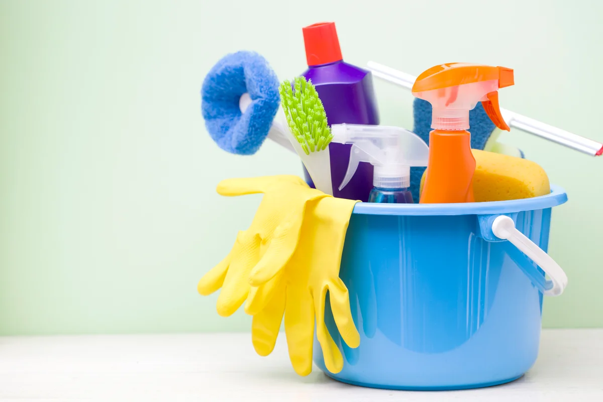 Bathroom cleaning product on table 