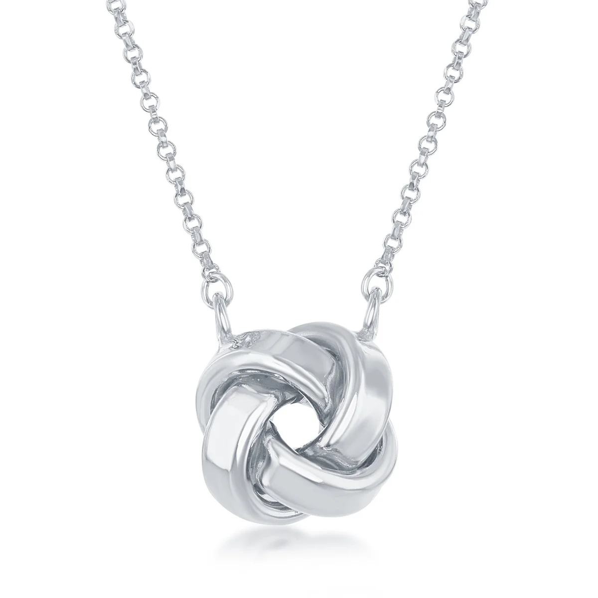 Sterling Silver Italian High Polish 3D Love Knot Necklace