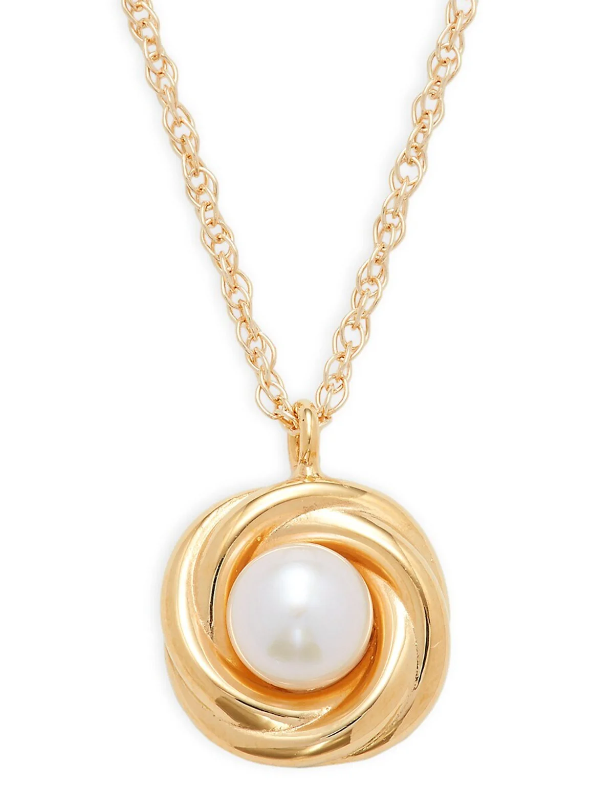 Knot 14K Yellow Gold & 5MM Freshwater Pearl Pendant Necklace