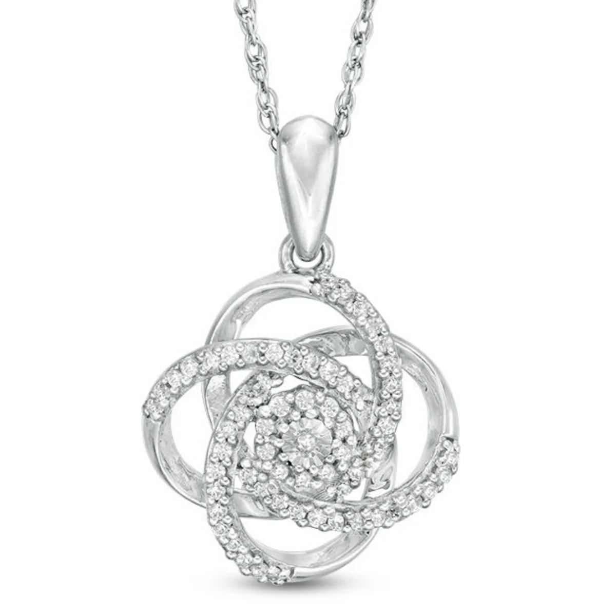 1/8 CT. T.W. Diamond Love Knot Pendant in Sterling Silver