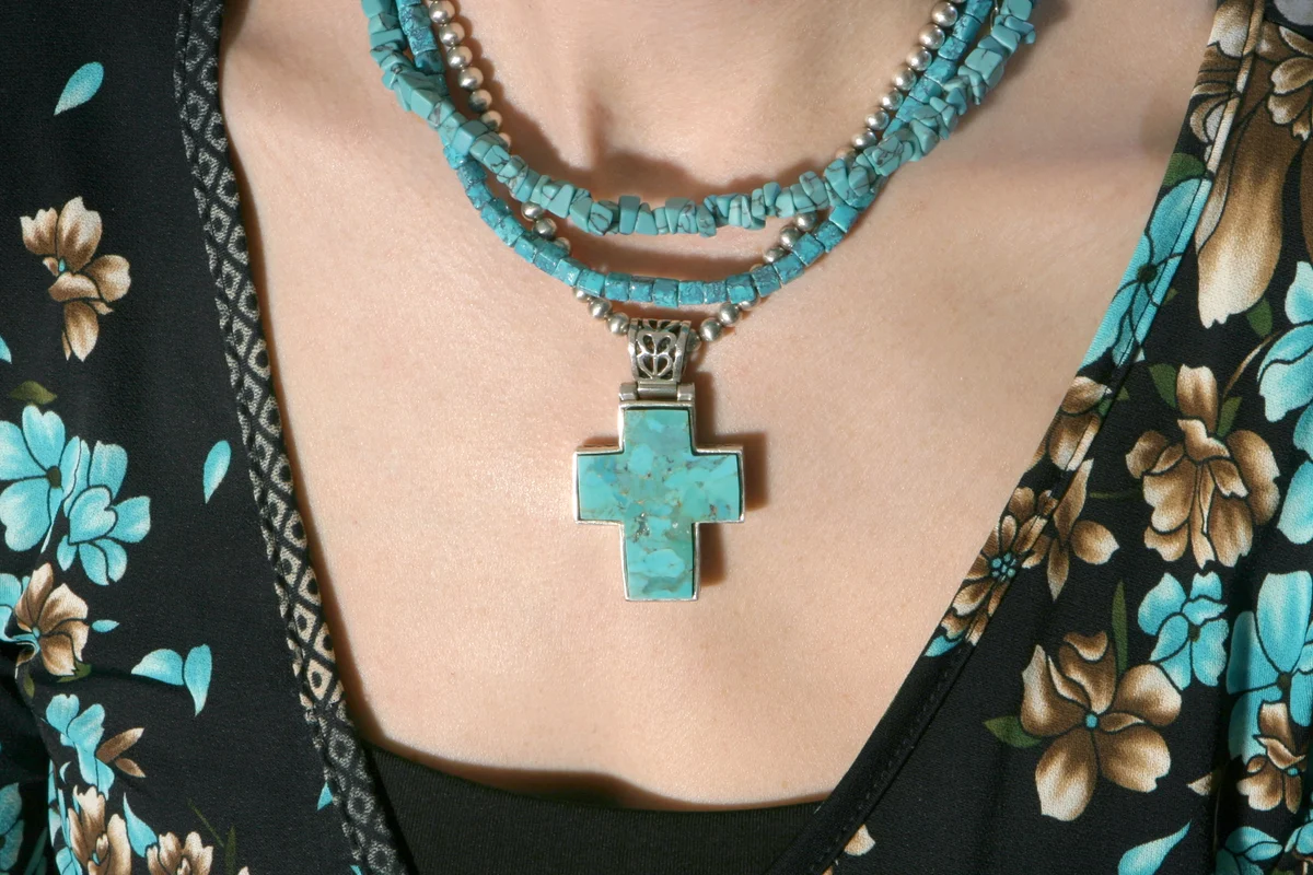 Turquoise Necklace Cross