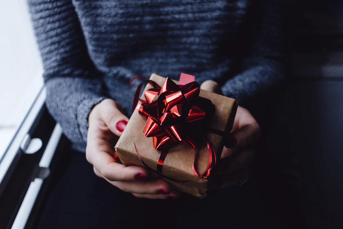 Woman holding gift